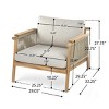 Rope-Woven Outdoor Club Chair with Beige Cushions,Acacia Wood Patio Armchairs for Porch or Backyard Lounge-Cuddlewood - 4 of 4