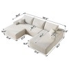 107 inch Plush Corduroy Fabric White Cloud Sectional Sofa Comfort U Shaped Sofa with 1 Ottoman for Living Room - 4 of 4