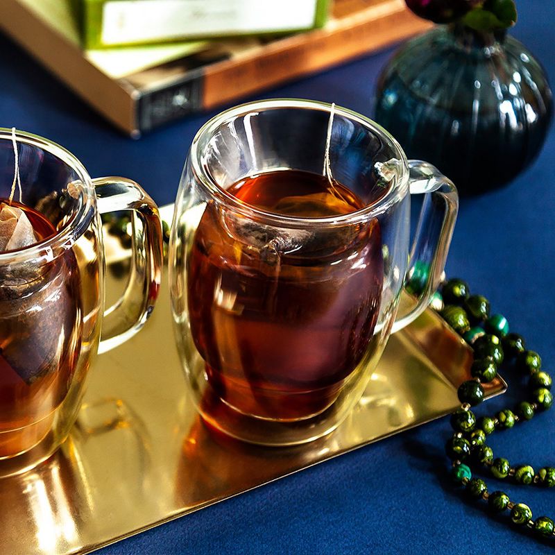 JoyJolt Cadus Glass Coffee Cups Double Wall  - Set of 2 Insulated Mugs Tea Glasses - 10-Ounces, 5 of 7