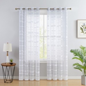 HLC.ME Broadway Stripe Decorative Semi Sheer Light Filtering Grommet Window Treatment Curtain Panels - Set of 2 - 1 of 4
