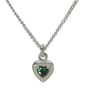 Bless Your Little Heart May Emerald Green Birthstone Pendant 13 Inch Silver Plated Necklace in Jewelry Box - 1 of 3
