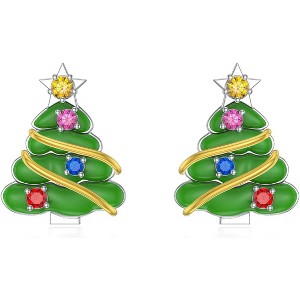 Santa & Snowman Stud Earrings in 925 Sterling Silver, Christmas Jewelry Gifts. - 1 of 4