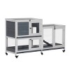 LAOTIES 57" Wooden Rabbit Hutch,2 Story Indoor Bunny Cage with Wheels,No Leak Tray And Openable Top - 4 of 4