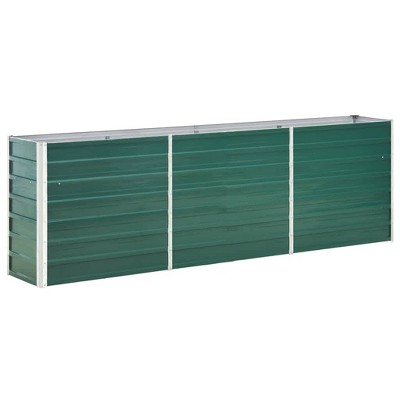 vidaXL Garden Raised Bed Galvanized Steel 94.5"x15.7"x30.3" Green