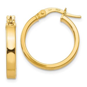 Black Bow Jewelry 3mm x 18mm (11/16 Inch) Polished 14k Yellow Gold Flat Edge Round Hoops - 1 of 4
