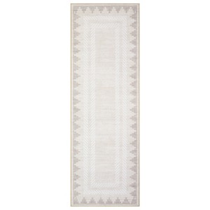 Washable Geometric Bordered Living Room Rugs, Contemporary Non Slip Low Pile Bedroom Carpet, Stain Resistant Dining Room Rugs - 1 of 4