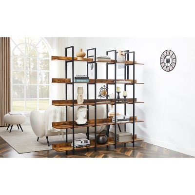 Grungis 5 Tier Decorative Bookshelf with Black Metal Frame,Storage Shelves for Living Room,Bedroom