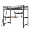 Alilang 78.00 Inch Metal Loft Bed with Integrated Desk and Shelving in Black Finish - Black - 3 of 4