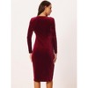 Seta T Women's Cocktail Party Wrap V-Neck Elegant Long Sleeve Velvet Ruched Midi Bodycon Dress - 4 of 4