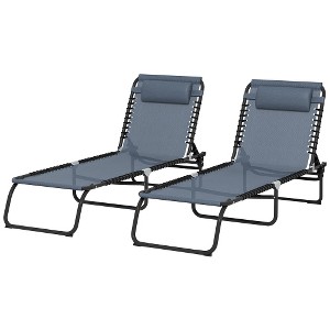 Ridstar Outdoor Folding Deck Chair with 4-Position Adjustable Backrest & Breathable Mesh for Beach, Garden & Patio-Grey - 1 of 4