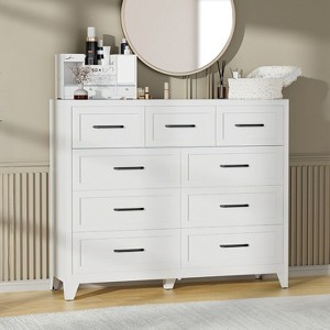 ORRD 9-Drawer Tall Dresser, White Metal Storage Cabinet with Smooth Gliding Drawers, Space-Saving Chest for Bedroom & Living Room - 1 of 4