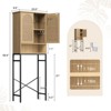 Rattan Over The Toilet Storage Cabinet, Tall Storage Shelves Wood Rack - 2 of 4