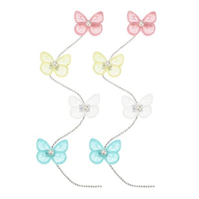 Unique Bargains Women's Rhinestone Long Tassel Hair Clip Chains Multicolored 2 Pcs