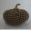 NAYSAYE Set of 2 Brown Fabric Pumpkins Ornament Holiday Decor with White Dot Pattern for Festival Display, Brown and White, 16"*12"*12" - 3 of 4