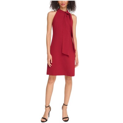 Vince Camuto Womens Tie Neck Shift Dress