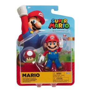 Nintendo Super Mario 4" with Red Mushroom Action Figure - 1 of 2