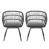 Gulches Outdoor Dining Chair Set of 2 - Weather Resistant with Polyethylene Rattan and Hairpin Legs, Gray - 4 of 4
