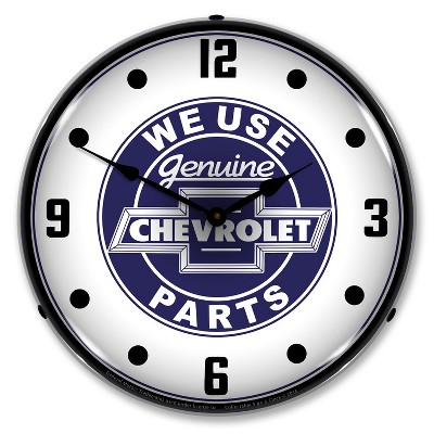 Collectable Sign & Clock | We Use Chevrolet Parts LED Wall Clock Retro/Vintage, Lighted