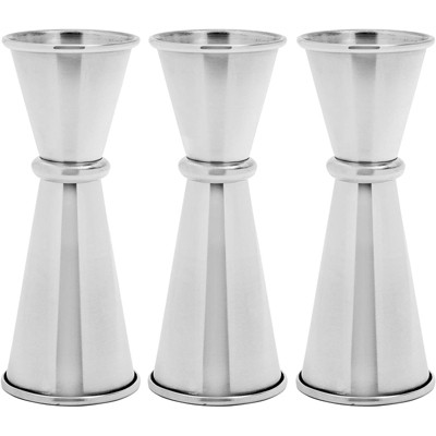 Juvale 3 Pack Double Ended Jiggers, Stainless Steel Cocktail Bar Tools 4.4 inches