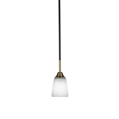 Toltec Lighting Paramount 1 - Light Pendant in  Matte Black/Brass with 4.5" Square White Muslin Shade