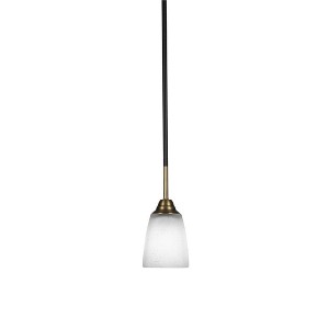 Toltec Lighting Paramount 1 - Light Pendant in  Matte Black/Brass with 4.5" Square White Muslin Shade - 1 of 1