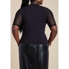 ELOQUII Women's Plus Size Shirred Mockneck Top With Sheer Sleeve - 3 of 4