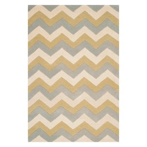 Gray/Gold Botanical Tufted Accent Rug - (3