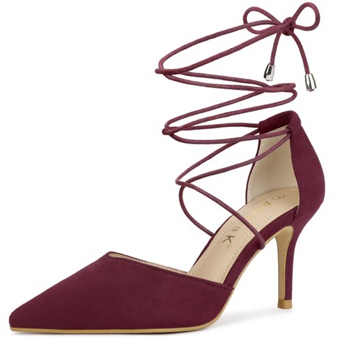 Burgundy lace hotsell up heels