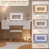 GustoWave Makeup Vanity Desk with Mirror and Lights, 3 in 1 Make Up Vanity Table with Lighted Mirror, 3 Lighting Mode, Flip Top Vanity Set with Stool - 3 of 4