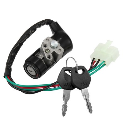Unique Bargains Motorcycle Scooter Security 5 Wires Ignition Switch Lock W 2 Keys Set for GY6 125 Black 1pcs