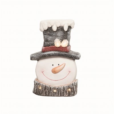 Transpac Resin White Christmas Light Up Rustic Snowman Decor