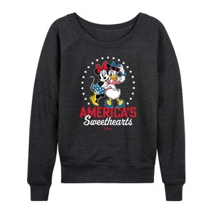 Women's - Disney - Americana Lightweight French Terry Wide Neck Long Sleeve Shirt - 1 of 4