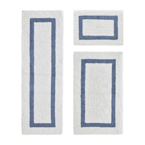 Hotel 3 PC Bath Rug 100% Premium Cotton Tufted Weave Two Tone Reversible Bathroom Rug, Super Soft Absorbent, Machine Washable Bath Mat - 1 of 4