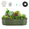 6x3x1ft Galvanized Raised Garden Bed Kit, Oval Raised Beds with Open-Ended Base, Metal Planter Box for Vegetables, Flowers, Herbs & Fruits, Green - 2 of 4