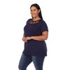 Plus Size Crisscross Neck Short Sleeve Top - White Mark - 2 of 4