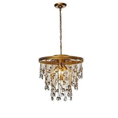 ALOADECOR 5-Light 20" Contemporary and Glam Antique Gold Rain Drop Crystal Chandelier