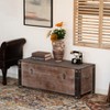 Vintiquewise Wooden Storage Trunk Bench with Black Metal Accents Rustic Blanket & Linen Chest Organizer for Entryway or Bedroom Use - 4 of 4