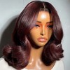 Jessie's Wig 12-14 Inch Glueless Pull Go 99J Red Wavy Short Bob Wig With Curtain Bangs 13x5/6x5 Pre Cut Lace - 2 of 4