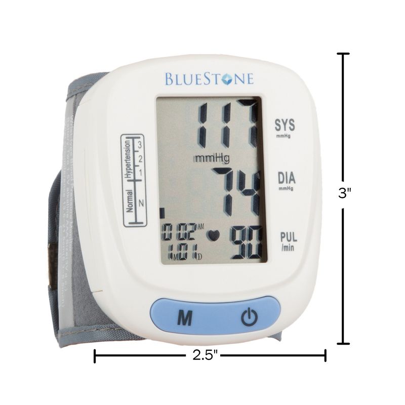 Blood Pressure Machine - BP and Pulse Monitor for Heart Health with Digital LCD Screen, Memory Recall, Adjustable Cuff, and Storage Case by Bluestone, 2 of 8