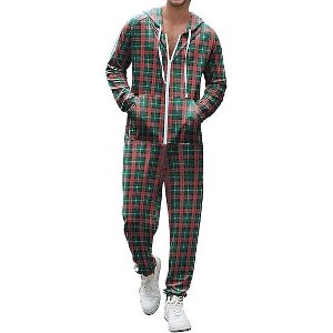 Ekouaer Christmas Onesie for Couples Zipper Hooded Adult Matching Onesie Pajamas with Pockets - 1 of 4