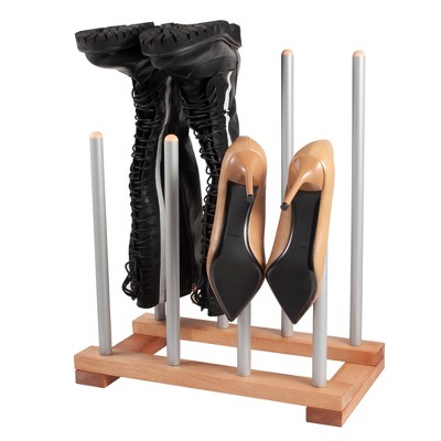 Innoka 4 Pairs Boot Rack Organizer Stand, Wood & Steel Storage Hangers Shoes Holder for Tall Boots, Rain Boots