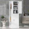 MAYEERTY Tall Bathroom Cabinet Freestanding Hook Adjustable Shelf MDF White - 3 of 4