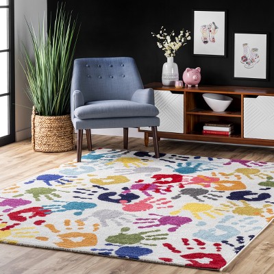 Nuloom Pinkie Handprint Kids Area Rug Target