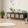 MAYEERTY 58*20"Double Hidden Cat Cabinet with Rattan Doors and Dual Entrances for Two Cats, Black - 3 of 4