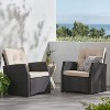 Christopher Knight Home Sanger Outdoor Wicker Club Chair with Button-Tufted Cushions (Set of 2), Dark Brown/Beige - 2 of 4