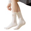 Anna-Kaci 3-Pack Women's Cotton Crew Socks with Ribbed Knit, Satin Bow Accen - 2 of 4
