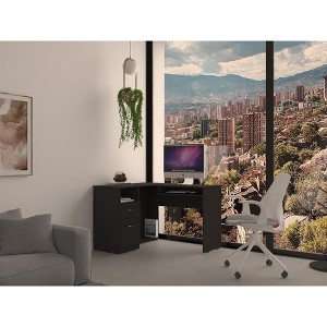 NicBex Home Office Desk L-Shaped Morden Computer Desk with Keyboard Tray, Open Shelf, 2 Drawers and Wooden Frame for Office, Living Room - 1 of 4