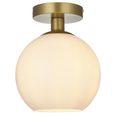 Elegant Lighting Baxter 8 Inch Flush Mount Frosted White Shade in Satin Gold