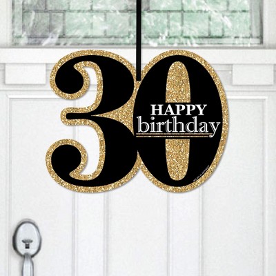 Big Dot of Happiness Adult 30th Birthday - Gold - Hanging Porch Birthday Party Outdoor Decorations - Front Door Decor - 1 Piece Sign