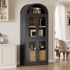 71.4in Arched Bookshelf, Farmhouse Bookcase with Doors and Drawers, Wooden Display Cabinet Rounded Bookcases for Living Room, Kitchen, Office - 2 of 2